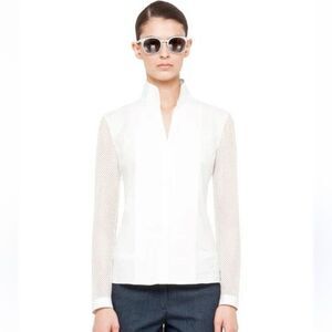 ✨AKRIS PUNTO Cream/White Mesh Sleeve Sz 14 Blouse✨